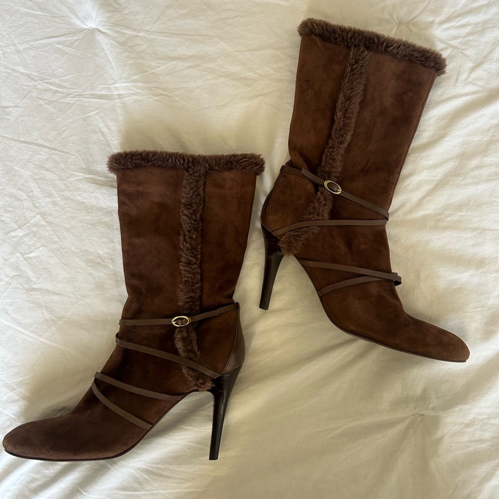 Fur Suede Boot with buckled detailing